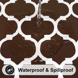 Smiry Rectangle Table Cloth, Wipeable Spillproof Plastic Tablecloths for Rectangle Tables, Waterproof Vinyl Tablecloth with Flannel Backing for Dining, Camping, Indoor and Outdoor 60" x 84", Coffee