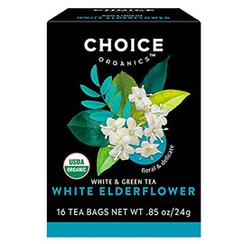 Choice Organics - Organic White Elderflower Tea (1 Pack) - Organic White & Green Tea - 16 Tea Bags