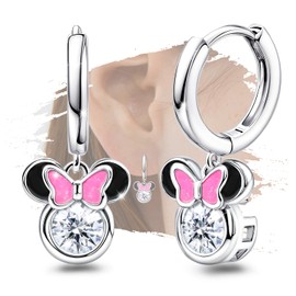Sterling Silver Trendy Mouse Earrings for Women Dainty Huggie Hoop Dangle Earring Hypoallergenic Jewelry Birthday Gift for Women