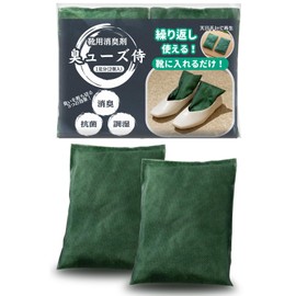 Smell Samurai Shoe Deodorizer, Just Put In, [98% Odor Reduction] Reusable Deodorizer, Under the Sink Dehumidifier, Antibacterial, Made in Japan, 1 Pair (2 Pieces)