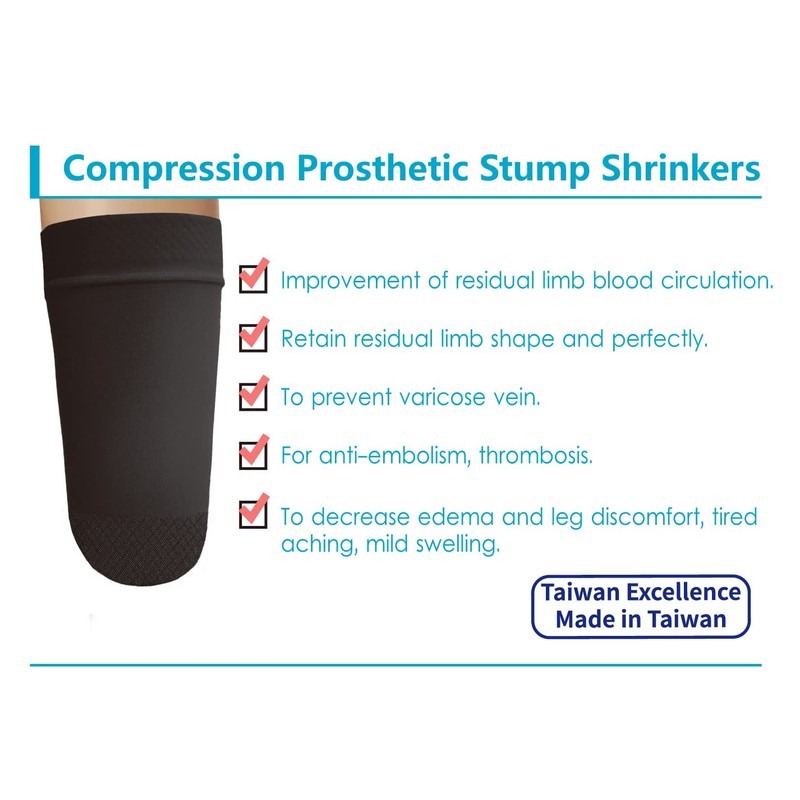 JianiMed Prosthetic Stump Shrinkers–Above Knee, 35cm, Compression, Amputee Socks, 20-30,
