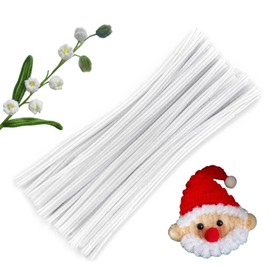 Swpohrat 100 Pieces White Pipe Cleaner Craft Set,Thick Fuzzy Chenille Stem Pipe Cleaners for DIY Craft Projects and Decorations