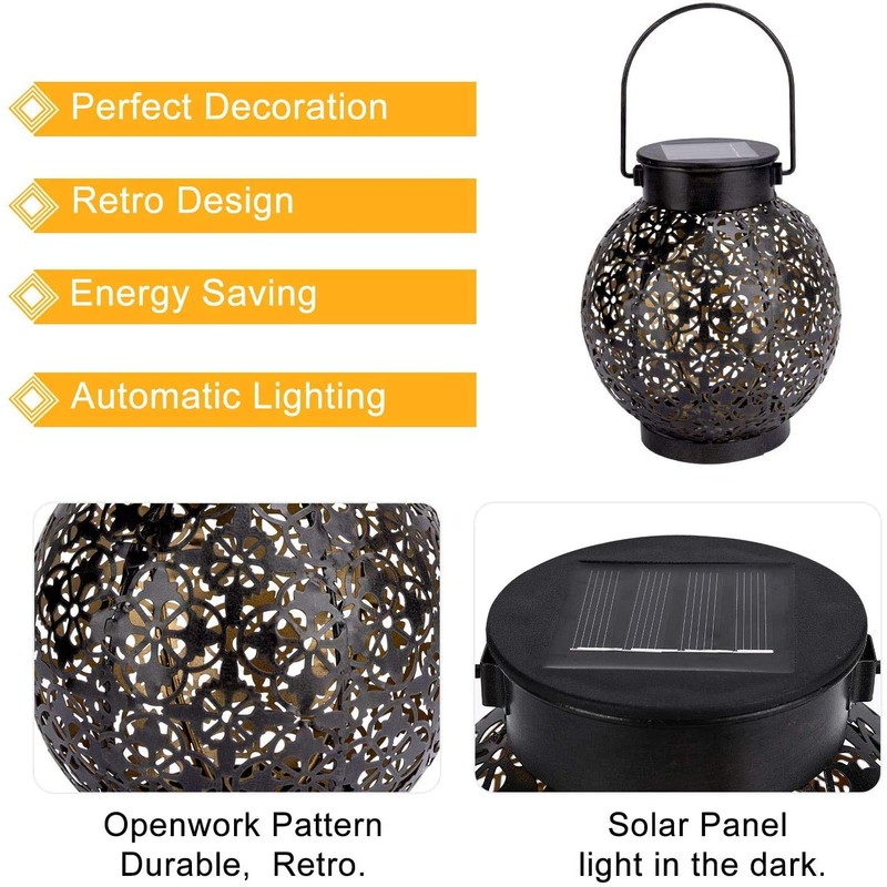 GolWof Solar Lantern Outdoor, LED Solar Light, Waterproof Decorative, Bronze,