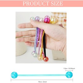 Songholee 8 pares de bandas de pelo de bolas ，de acrílico de 6 pulgadas, para cola de caballo de mariposa.Coletero elástico con bola Adecuado para niñas, mujeres y niños, multicolor. (16)