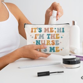 Vancsenia It's Me Hi I'm the Nurse It's Me Makeup Bag - Funny Nurse Gifts for Women, Nurse Appreciation Gifts 2025, Nurse Day Gift Ideas for Nursing Students, RN, LPN, Travel Cosmetic Bag for Nurses