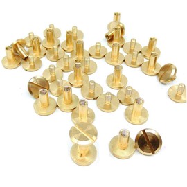 DANCEPANDAS Chicago Binding Screws Pure Copper Metal Round Cross Head Rivets Flat Fasteners for Leather Book Scrapbook Photo Album Belt Tooling (4X6mm)