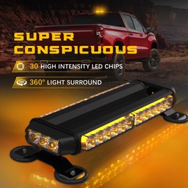 14.5" Roof Top Amber 30 LED Strobe Lights Bar, Double Side Emergency Flashing Warning Safety Construction Lights for Trucks Ambulance Construction Tow Vehicles