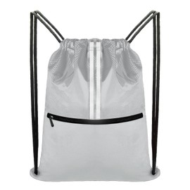 JOYNYON Large Drawstring Backpack Bag Sports Draw String Gym Bag for Women (Silver Gray)