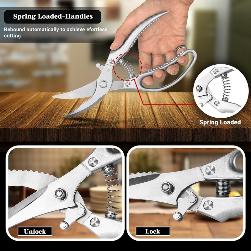 Poultry Scissors- Professional Heavy Duty Kitchen Shears for Spatchcocking Chicken