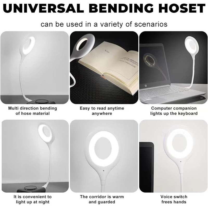 Voice Control Table Lamp, USB LED Desk Lamp with Sound