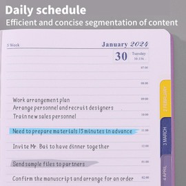 Date Book and Notebook Planner,Diary 2024 Days Per Page, Schedule This A5 daily Planner With Elastic Band Design, Business Office,Diary 2024 Week to View A5, Waterproof PU Cover.