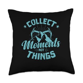 Collect Moments not Things Ice Climbing Throw Pillow