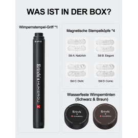 Erinde Lower Eyelash Stamp, with 4 Magnetic Stamps & 2 Colours, Natural Under Eyelashes, Waterproof & Long-Lasting Fake Lashes, Colour-Resistant & Smudge-Proof, Easy to Use, Portable Eyelash Set