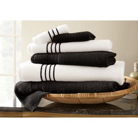 Amrapur Overseas 6-Piece Quick-Dry 450GSM 100% Combed Cotton Stripe Towel Set [Black]