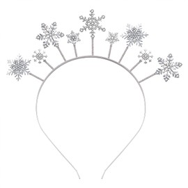 HZEYN Christmas Headbands Rhinestone Snowflake Tiara Headband Head Bopper Santa New Years Holiday Costume Headwear Party Accessories