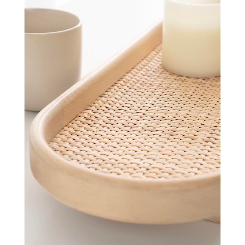 Kate and Laurel Planche Decorative Capsule Woven Tray with Solid