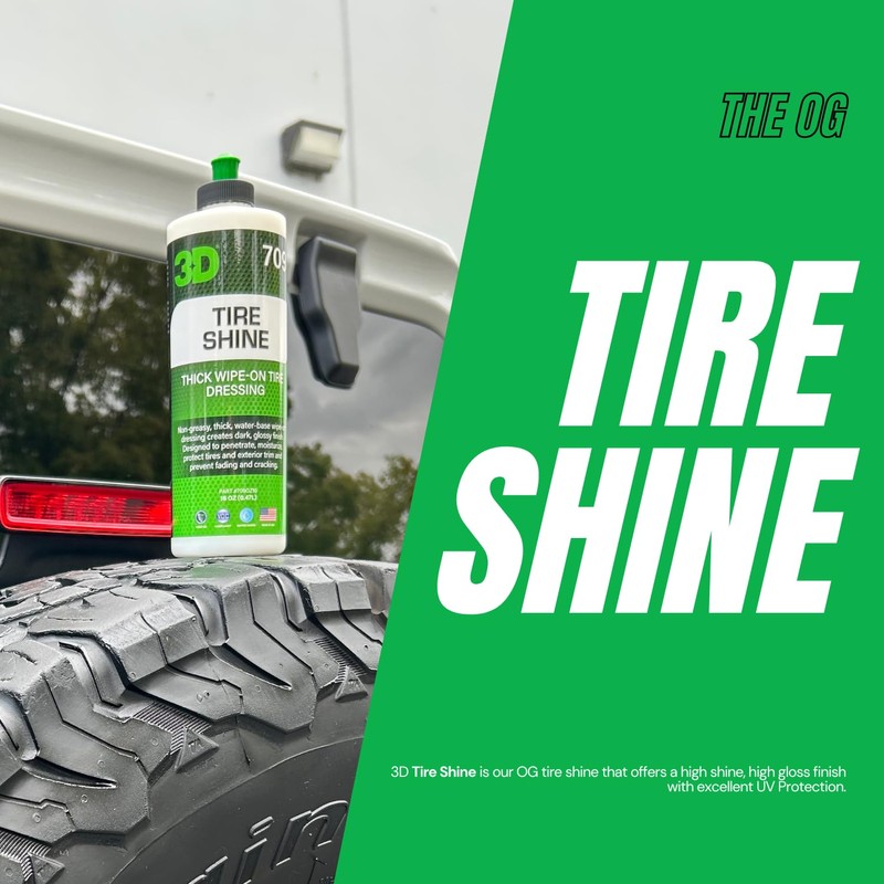 3D Tire Shine Gel – Water-Based, High Gloss Tire Dressing