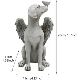 Angel Wing Dog Memorial Stone,Dog Memorial Gifts for Loss of Dog,8 Inch Resin Sleeping Dog Garden Ornament, Pet Grave Marker, Angel Tribute Statue for Dog Bereavement