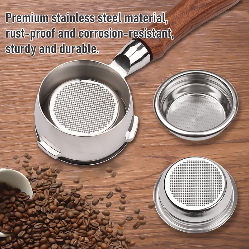 58mm 3 Ears Stainless Steel Bottomless Naked Portafilter Wooden Coffee