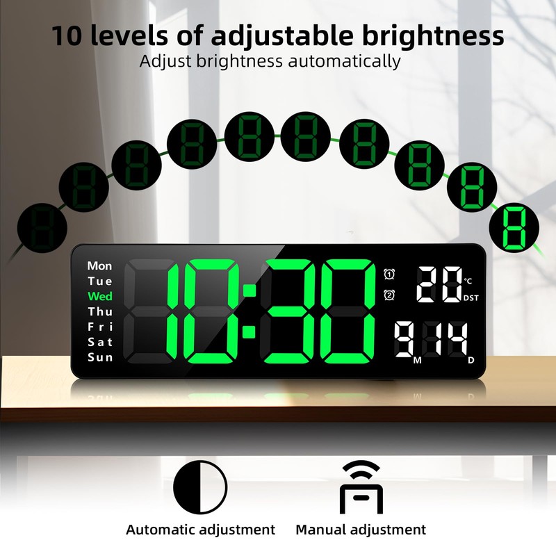 Koolertron Digital Clock 13-inch Large Display LED Wall Clock with