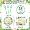 48Pcs Jungle Safari Baby Shower Decorations Animals Paper Plates, Napkins
