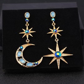Moon Statement Earrings for Women, Crescent Moon Star Dangle Earrings for Girls, Sun Moon Stars Drop Earrings Hypoallergenic, Star and Moon Earrings Studs, Sun and Moon Earrings