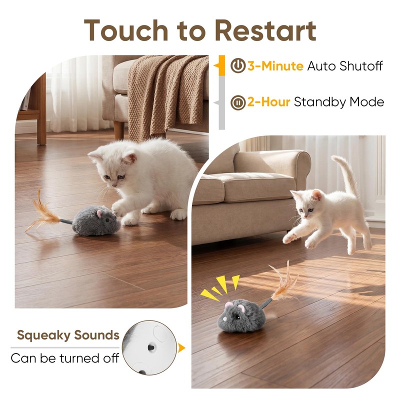 Pawthquake Moving Cat Toy Cat Mouse Toy with Automatically Wagging