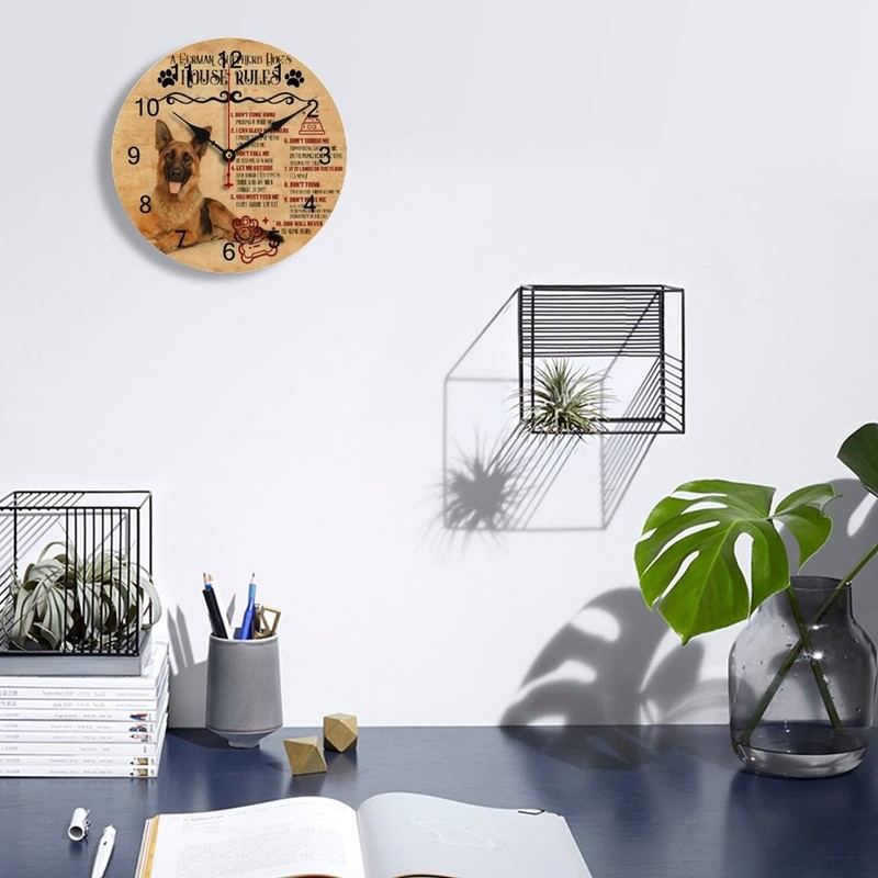 LetusZhogo A German Shepherd's House Rules Wall Clock Cute German