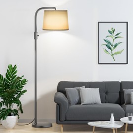 Ambimall Fully Dimmable Floor Lamp - Floor Lamps 9W LED Light Bulbs, Standing Lamps for Living Room with Adjust Head, Modern Standing Light Rotary Switch, Tall Lamp for Bedroom(Grey and Grey)