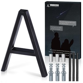 5 Inch Floating House Number A, VONDERSO Black Metal Modern Outdoor Address Sign for Yard Street and Mailbox, Zinc Alloy Solid Address Numbers and Letters with Exquisite Drawing Process