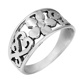 Chic-Net Silver Ring flower Spiralig Shiny 925 Sterling Silver Ring Rings Women's Jewelry, Sterling Silver