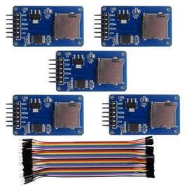Wishiot 5pcs SD Card Module Mini TF Card Reader Sensor with SPI Interface Onboard Level Conversion +1pc 40P Male to Female Dupont Cable for Arduino Mega2560 Nano ESP8266 ESP32 Wemos D1 Mini