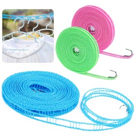 lankatt Tendedero Portátil - Cuerda de Nylon Resistente al Viento 3 Piezas 10m Tendedero para Secar Ropa de Viaje, Tendedero de Recambio, Tendedero Ajustable Portátil, Ajustable, Camping, Casa, Hotel