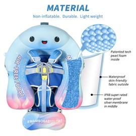 Mambobaby Float with Canopy Size Improved Non Inflatable Infant Pool Float Smart Mambo Float Swim Trainer Add Tail Swim Float Mambo Baby Float Solid Air Free Water Waist Swimming Ring