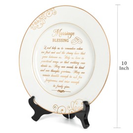 Urllinz Marriage Blessing Plate with 24k Gold Foil-Anniversary Wedding Gifts for Couples 2023 Home,Engagement Gift,Bridal Shower Gifts Christmas Birthday Gift for Wife Husband,Ceramic 9 Inch