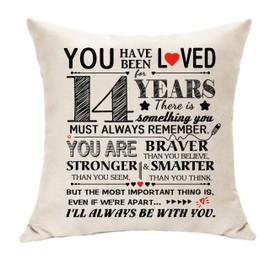 14th Birthday Gifts for Girls You Have Been Loved for 14 Years Birhtday Decoration for Boys Inspirational Gifts for Her Him Reminder Gifts Cushion Cover for 14th Birthday Party (14)
