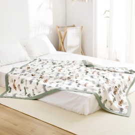 GRSSDER Cotton Muslin Quilt Blanket - Silky Soft and Breathable Kids' Throw Blanket, Oversized Muslin Blankets for Newborns, Toddlers & Kids, 6 Layers Reversible Design for All Seasons, 55" x 69"