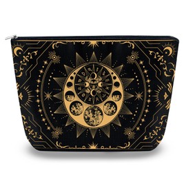 Sugchairo Witchy Gifts for Women Boho Makeup Bag Moon Phase Cosmetic Pouch Toiletry Bags