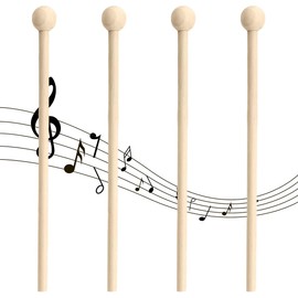 Set of 4 Wooden Mallet Drumsticks Marimba & Chime Sticks for Xylophone, Bells & Wooden Blocks - Ideal for Beginners & Adults