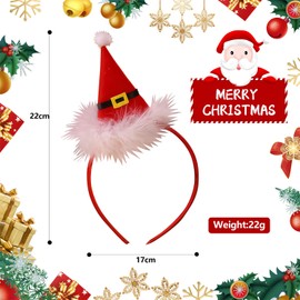 BORFUE Santa Claus Hat Christmas Headbands Red Santa Hat Headband Xmas Party Hair Bands Hair Hoops Headdress Hair Accessories (4)