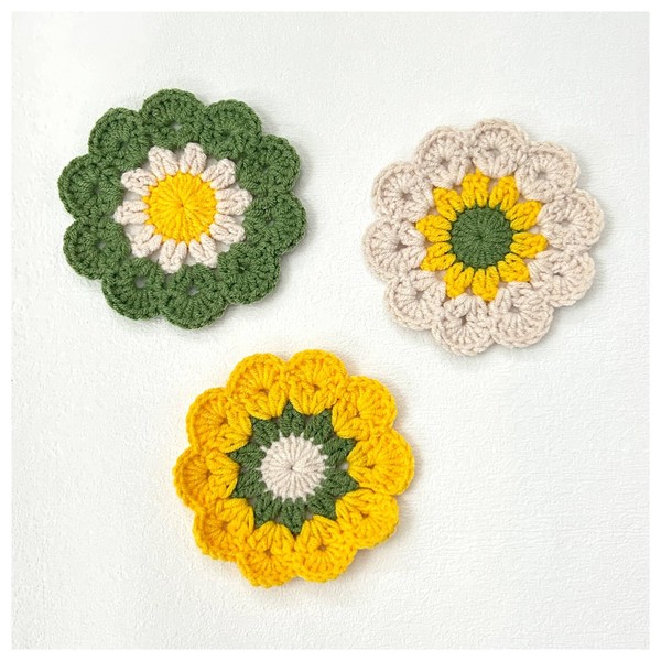 APIGANIZ Flower Crochet Coasters Handmade Drink Coasters Set of 3,Suitable