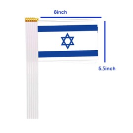25 Packs Small Israel Flags on Handheld Stick，Miniature Israeli Flag for Outside,4x6 Inch Mini Hand Held Banner with Golden Topper,Patriotic Decorations