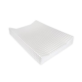 Deluxe Anti Roll Wedge Baby Changing Mat, Oat Gingham, Waterproof PVC with Curved Sides, 69x45x9cm