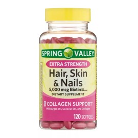 Spring Valley Hair Skin & Nails Dietary Supplement Softgels 5000 Mcg / 120 count