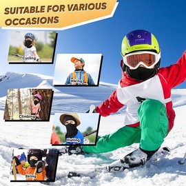 Kids Balaclava Face Mask Ski Mask Full Face Cover Lightweight Windproof UV Protector Neck Gaiter Skiing Cycling Fishing Black