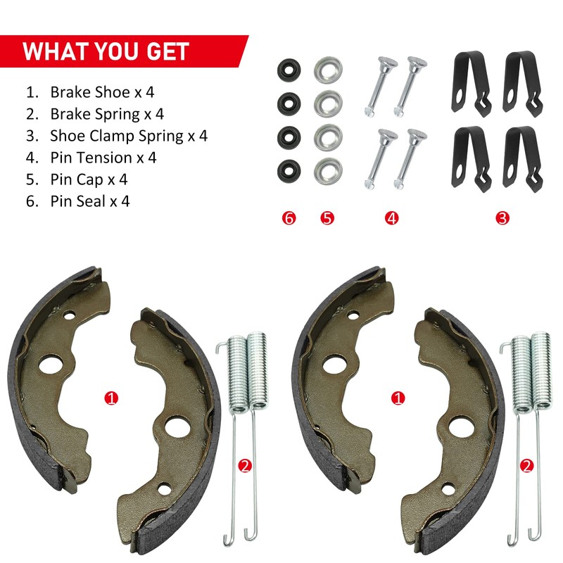JAVIK Front Brake Shoes Springs Pins Kit for Honda TRX300FW