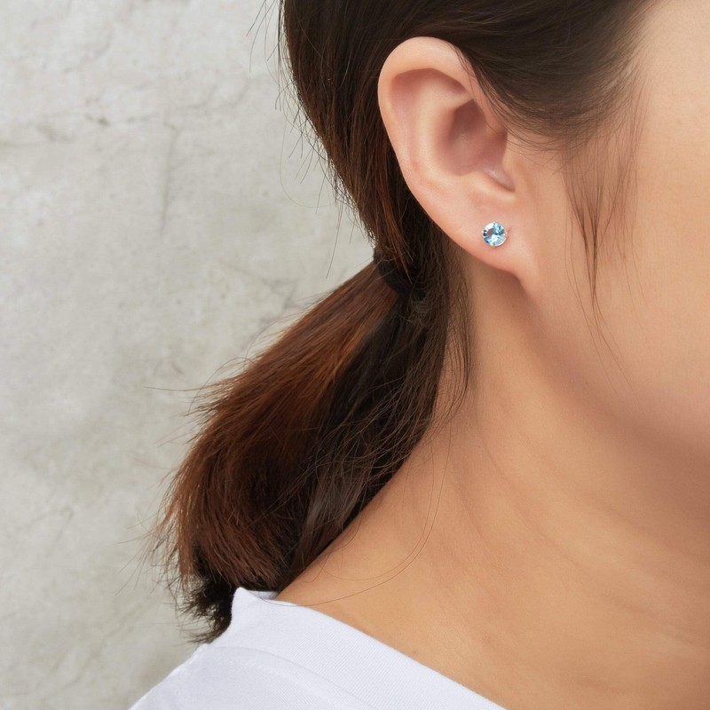 Philip Jones Sterling Silver March (Aquamarine) Birthstone Earrings Created with