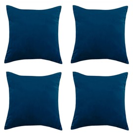 SWISSPACK 18"x18" 4 pcs Velvet Soft Decorative Square Throw Pillow Case Cushion Covers Pillowcases for Livingroom Sofa Bedroom with Invisible Zipper!BIG SIZE! 45x45cms 4 Pieces 13 Colours … (NAVY)