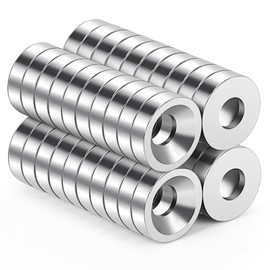 Wukong Neodymium Magnets with Hole 8 x 3 mm Pack of 40 Mini Magnets Strong Flat for Magnetic Plate, Kitchen, Fridge and Tool Room