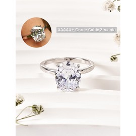 Oivley 3.5CT Oval Solitaire Engagement Ring, Women's Engagement Rings, 925 Sterling Silver Fake Diamond Ring Cubic Zirconia Engagement Ring18K White Gold Plated Oval Rings for Women-85